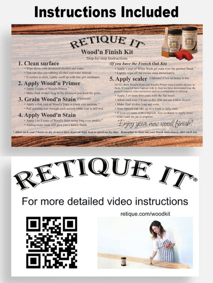 Retique It Java countertop kit with stain instructions for full kitchen renovation, showing step-by-step application process.