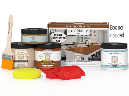 Retique It cedar stain countertop kit for kitchen islands, featuring natural wood finish and easy application for a stylish look.