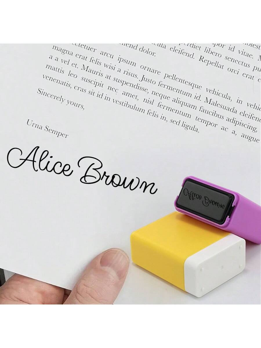 Customized Handwritten Name Stamp: Personalized Signature Stamp, Auto-Press, Built-In Ink, Easy Stamping On Various Surfaces. Suitable For Employees, Customers, Graduation Ceremonies, Business/Work/Of