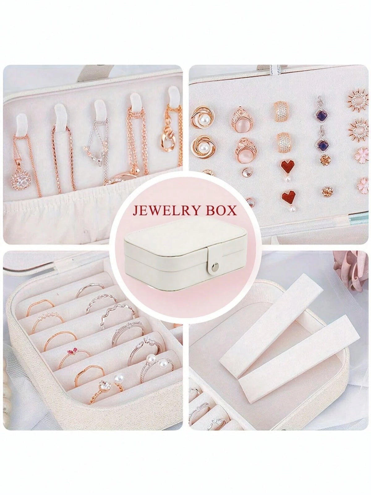 Customized Jewelry Box, Personalized Floral Pattern Jewelry Box, Customizable Name Storage, Multi-Functional Portable Bracelet & Earring Organizer, Washable Storage Box, Travel Leather Ring & Necklace
