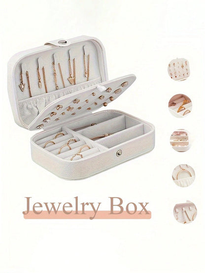 Customized Jewelry Box, Personalized Floral Pattern Jewelry Box, Customizable Name Storage, Multi-Functional Portable Bracelet & Earring Organizer, Washable Storage Box, Travel Leather Ring & Necklace