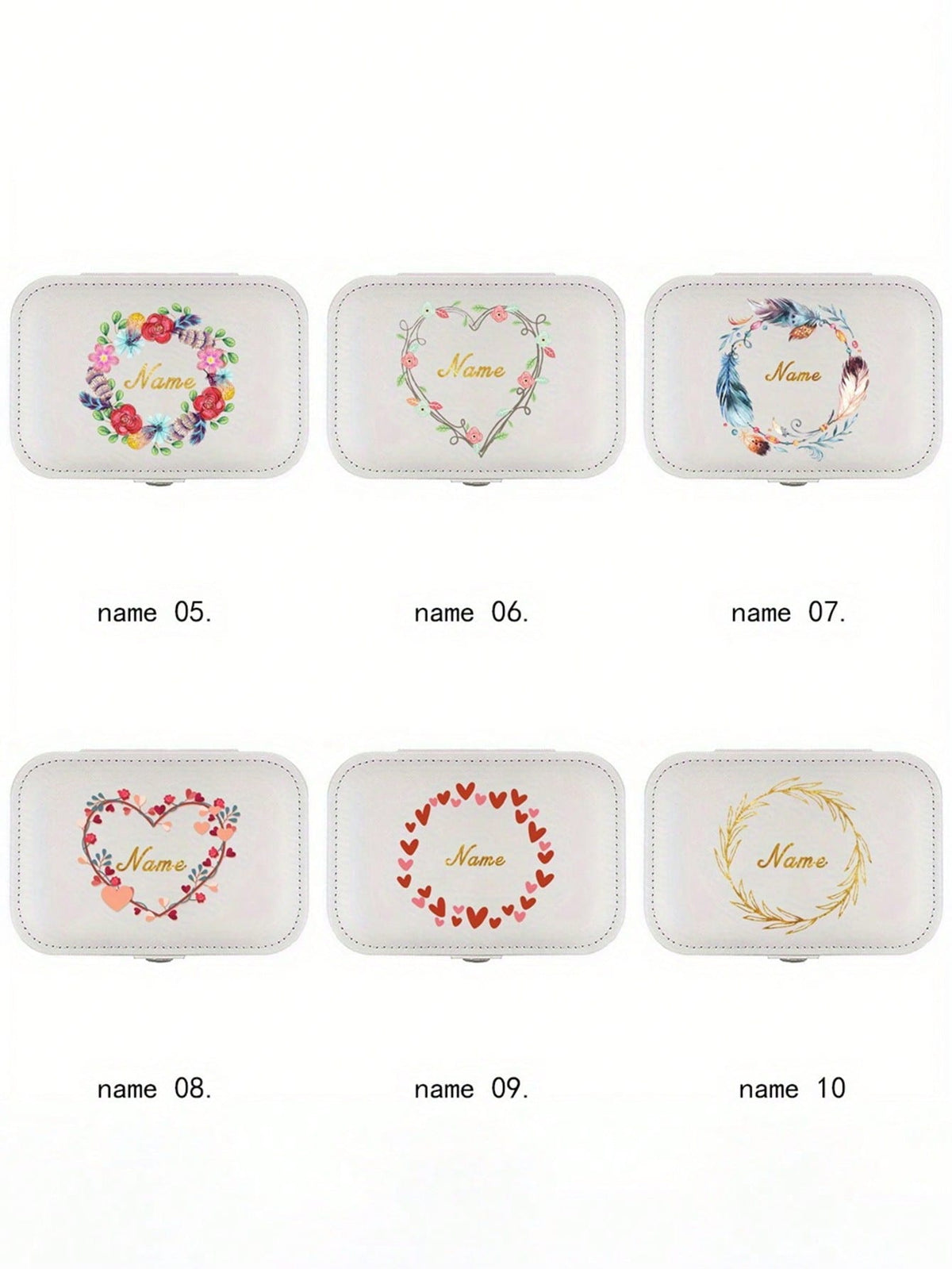 Customized Jewelry Box, Personalized Floral Pattern Jewelry Box, Customizable Name Storage, Multi-Functional Portable Bracelet & Earring Organizer, Washable Storage Box, Travel Leather Ring & Necklace