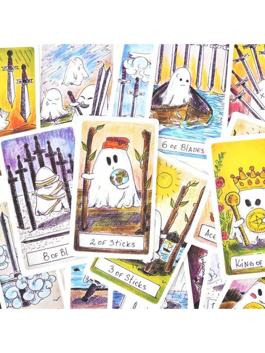 Cute Ghost Tarot Cards- These Adorable Small Ghost Tarot Cards Will Guide Your Emotions, Life, And Work Direction. Suitable For Beginners.