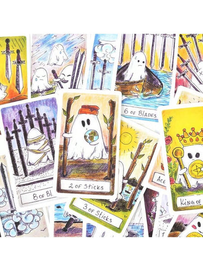 Cute Ghost Tarot Cards- These Adorable Small Ghost Tarot Cards Will Guide Your Emotions, Life, And Work Direction. Suitable For Beginners.