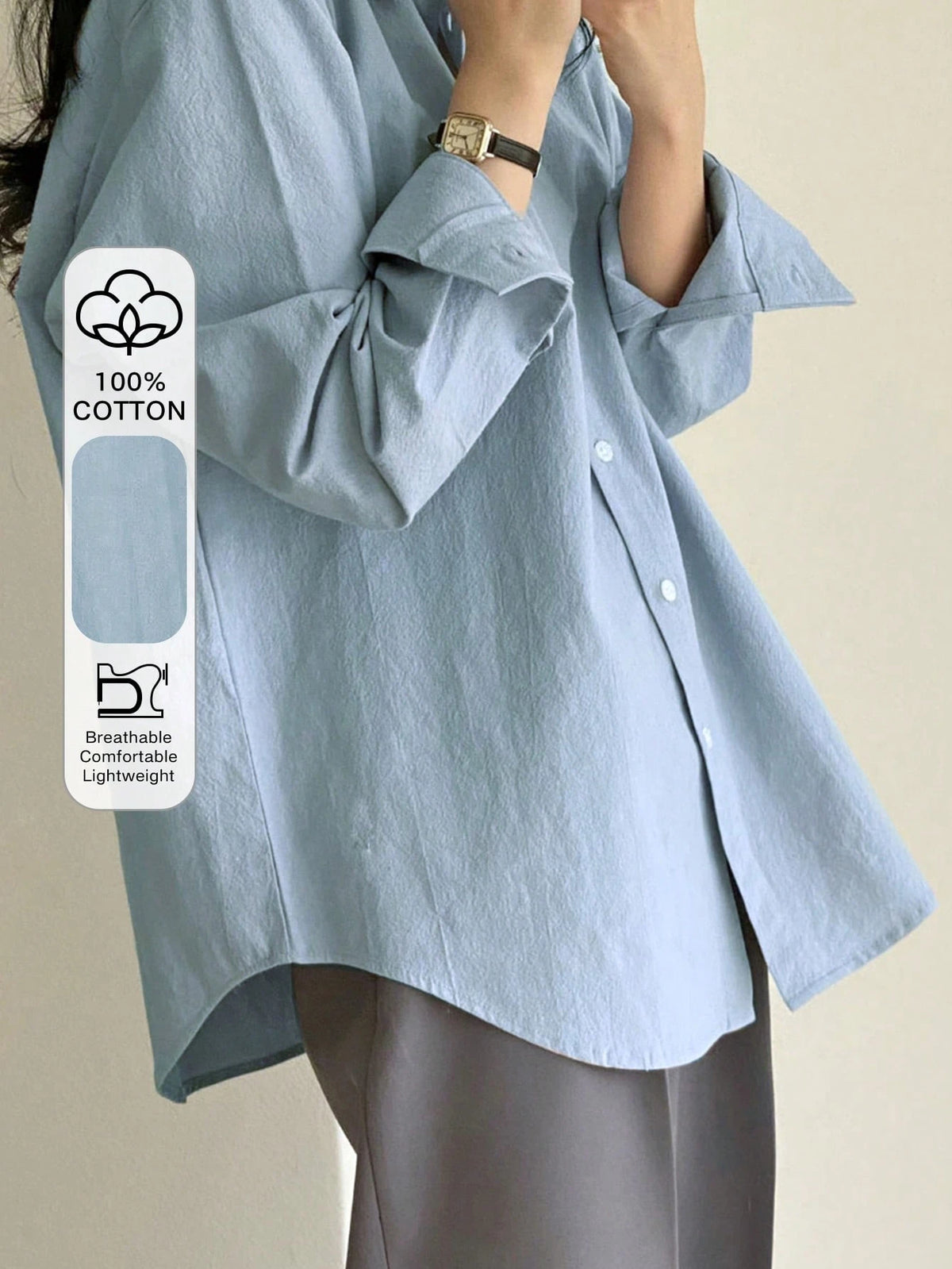 DAZY Ladies' Solid Color Front Button Casual Long Sleeve Shirt,Fall Clothes