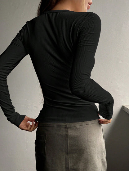 DAZY Long Sleeve Half Button Down Henley T-Shirt,Fall Clothes