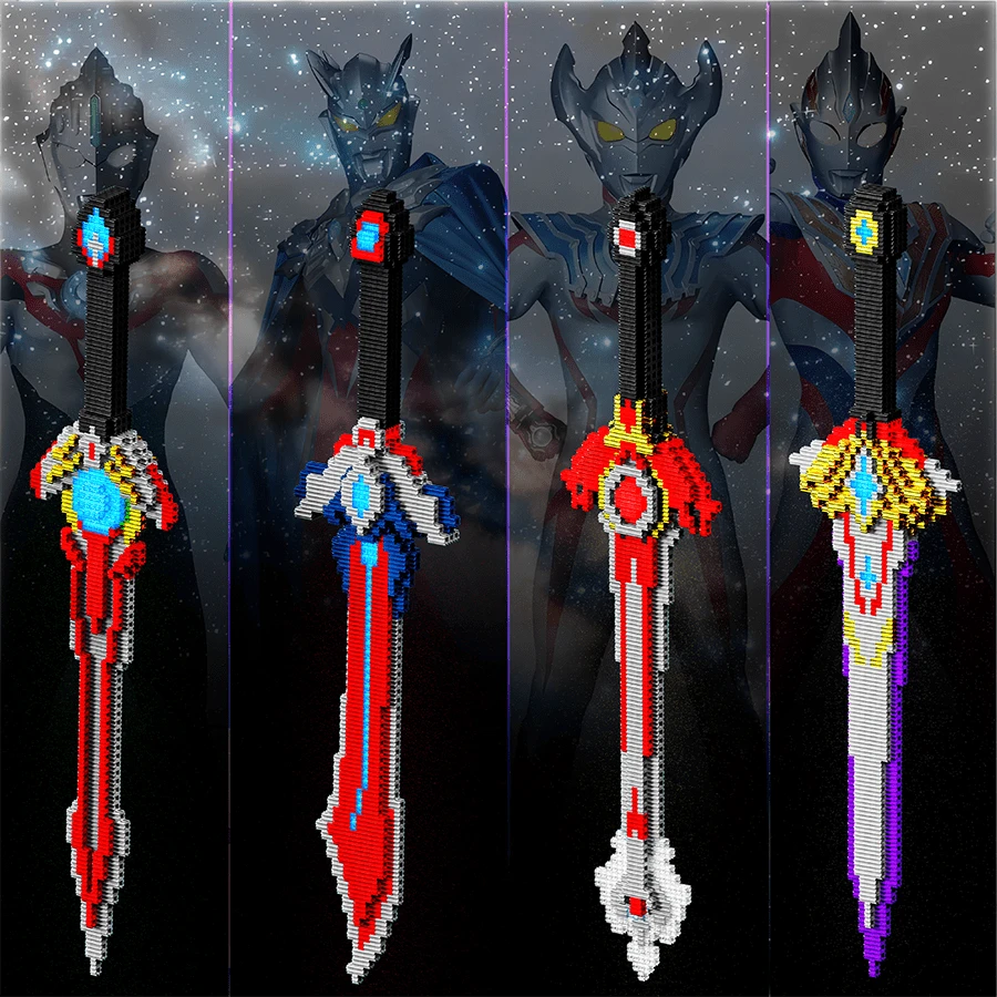 DIY Assembly Fantasy Long Sword Interlocking Micro Building Blocks Handmade Desktop Ornament Decoration Figure