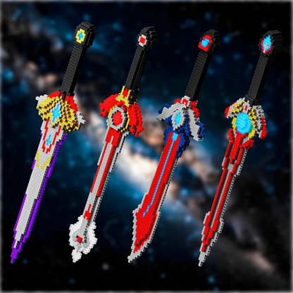 DIY Assembly Fantasy Long Sword Interlocking Micro Building Blocks Handmade Desktop Ornament Decoration Figure