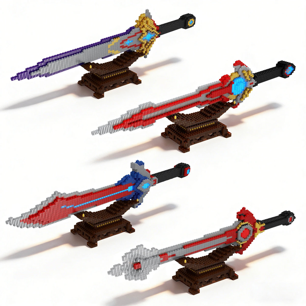 DIY Assembly Fantasy Long Sword Interlocking Micro Building Blocks Handmade Desktop Ornament Decoration Figure