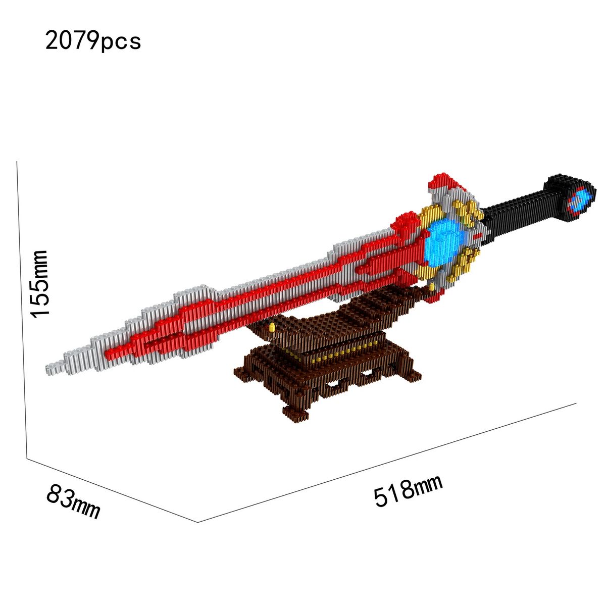 DIY Assembly Fantasy Long Sword Interlocking Micro Building Blocks Handmade Desktop Ornament Decoration Figure