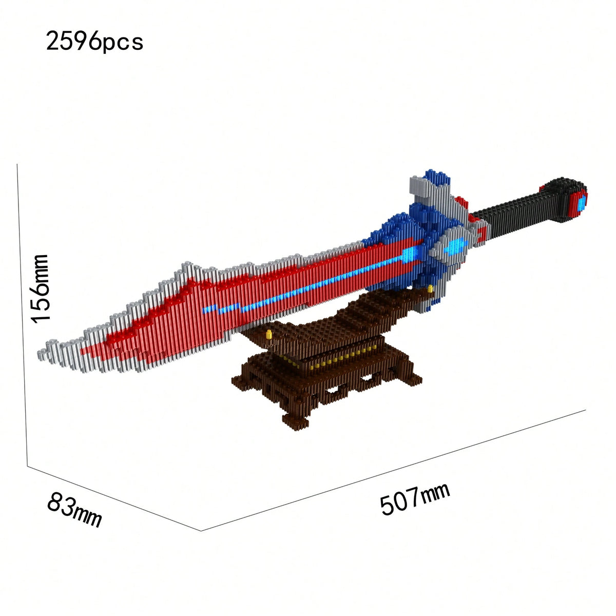 DIY Assembly Fantasy Long Sword Interlocking Micro Building Blocks Handmade Desktop Ornament Decoration Figure