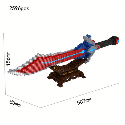 DIY Assembly Fantasy Long Sword Interlocking Micro Building Blocks Handmade Desktop Ornament Decoration Figure
