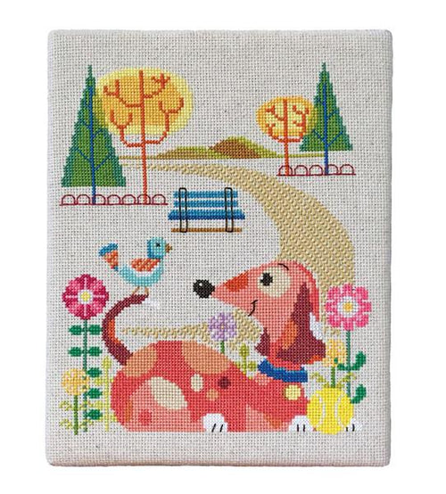Dog Park Cross Stitch Pattern-Stitched Modern