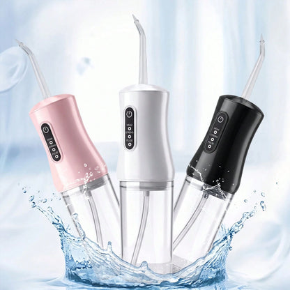 Electric Flosser With 4 Interchangeable Tips To Remove Plaque, Stains, And Tartar; Easy To Use And Helps Maintain Oral Hygiene; Rechargeable, Portable Oral Irrigator Suitable For Travel And Home Use.