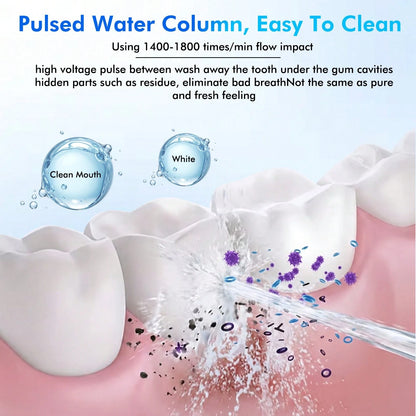 Electric Flosser With 4 Interchangeable Tips To Remove Plaque, Stains, And Tartar; Easy To Use And Helps Maintain Oral Hygiene; Rechargeable, Portable Oral Irrigator Suitable For Travel And Home Use.