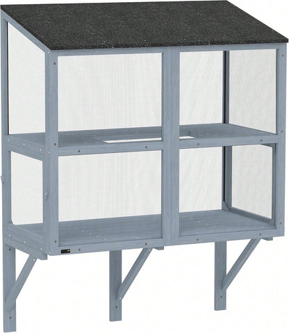 Expandable Window Box Enclosure For Multiple Indoor Cats, Comfortable Wooden Pet Perch House, All Weather Use, With 2 Doors, For Sunbathing, Napping, Overlooking, 39" L
