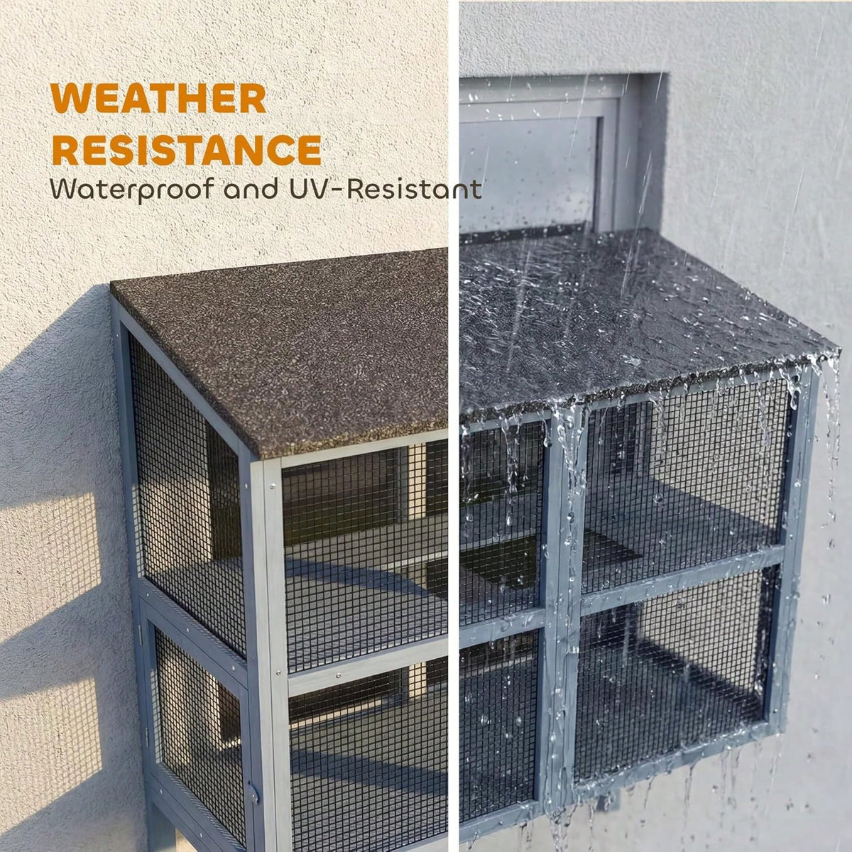 Expandable Window Box Enclosure For Multiple Indoor Cats, Comfortable Wooden Pet Perch House, All Weather Use, With 2 Doors, For Sunbathing, Napping, Overlooking, 39" L