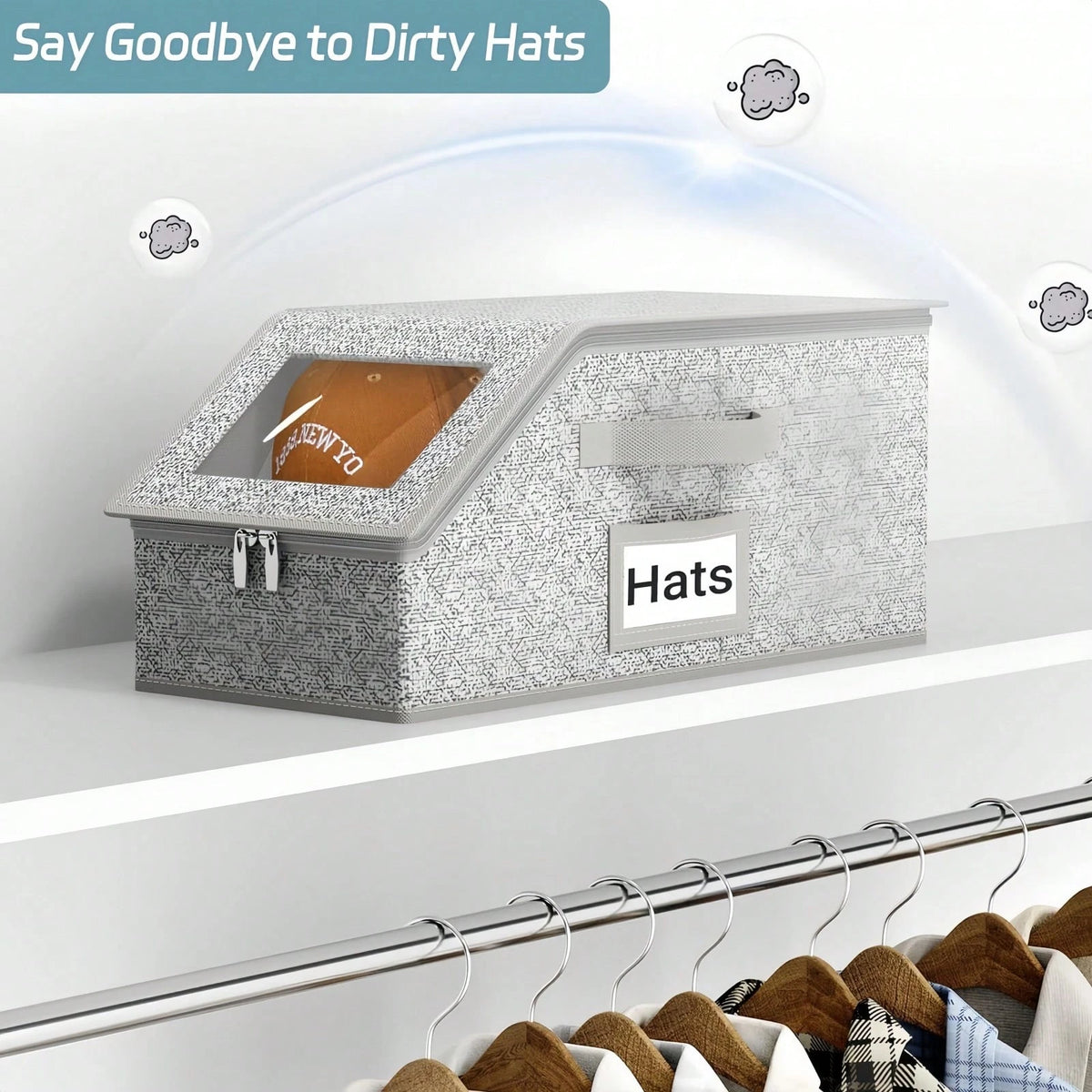 Extra Large Baseball Hat Organizer – Dustproof Hat Storage For Baseball Caps, Foldable Hat Box Organizer With Clear Window, Holds 12–24 Hats For Closet Or Travel, Perfect For Seasonal Storage And Disp