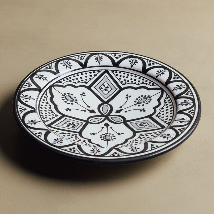 Fez Dinner Plate Black Grey - Moroccan Dinnerware - Benisouk