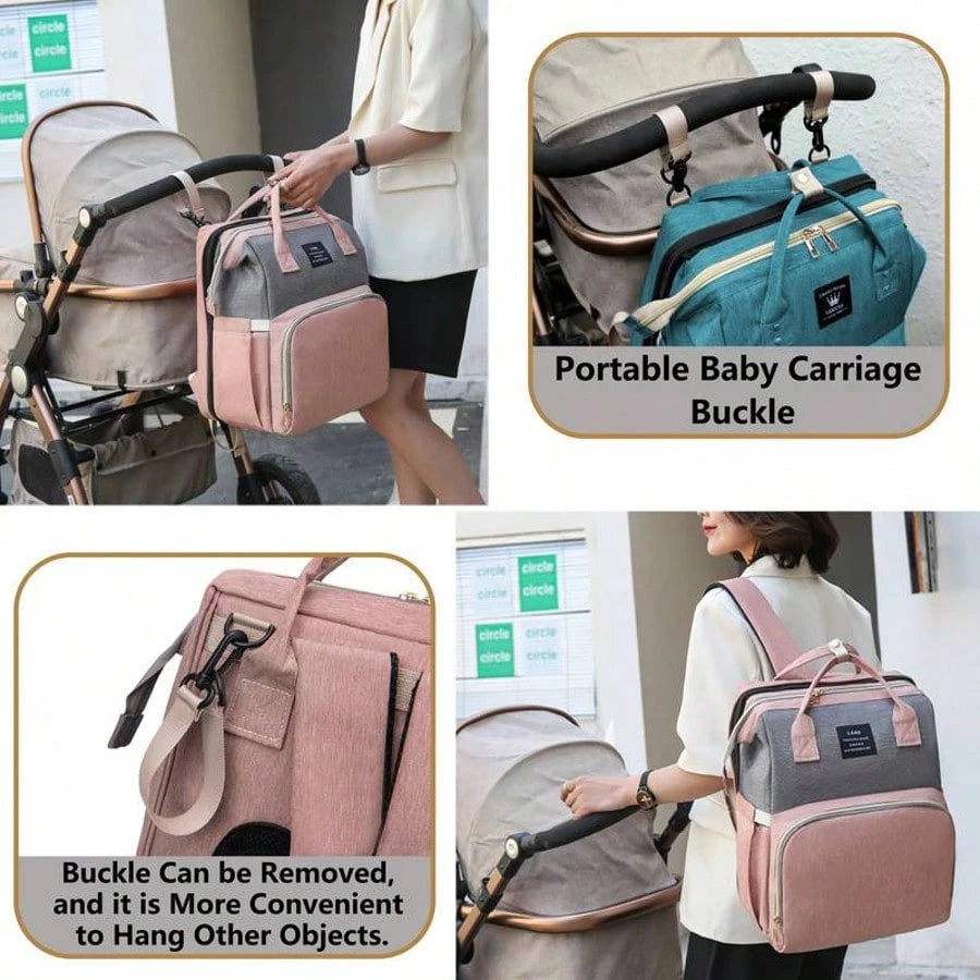 Foldable Baby Crib Large Mommy Backpack, Portable Double Shoulder Parent Bag For Stroller, Maternal And Infant Bag