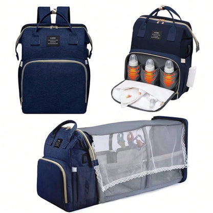 Foldable Baby Crib Large Mommy Backpack, Portable Double Shoulder Parent Bag For Stroller, Maternal And Infant Bag