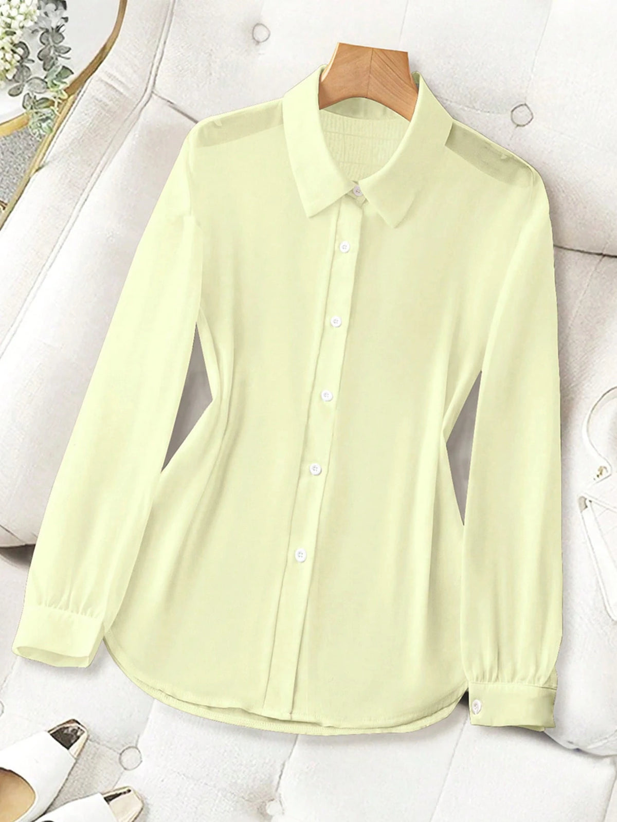 Franclia Collar Basic Transparent Solid Color Minimalist Shirt New Arrival Blouse Latest Tops For Women New Arrivals