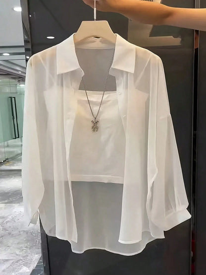 Franclia Collar Basic Transparent Solid Color Minimalist Shirt New Arrival Blouse Latest Tops For Women New Arrivals
