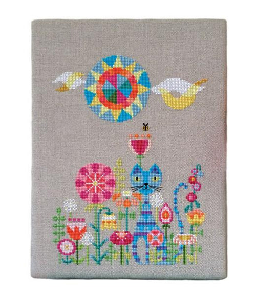 Garden Cat Cross Stitch Pattern-Stitched Modern