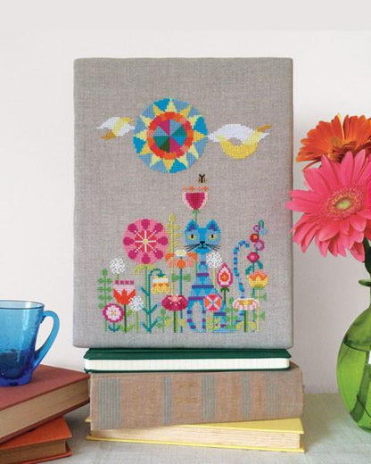 Garden Cat Cross Stitch Pattern-Stitched Modern