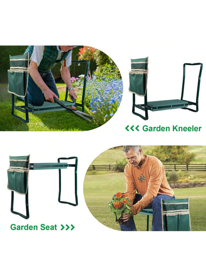 Garden Kneeler And Seat, Foldable Gardening Bench Heavy Duty Gardening Bench With Tool Pocket, EVA Foam Pad For Kneeling And Seating, Gifts For Women Men Gardener, Green,Garden Tools, Gardening Tools