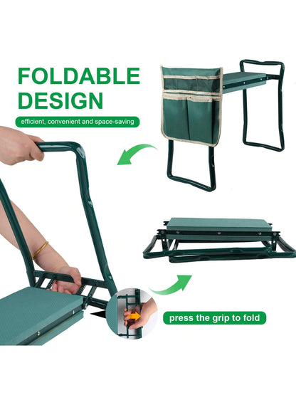 Garden Kneeler And Seat, Foldable Gardening Bench Heavy Duty Gardening Bench With Tool Pocket, EVA Foam Pad For Kneeling And Seating, Gifts For Women Men Gardener, Green,Garden Tools, Gardening Tools