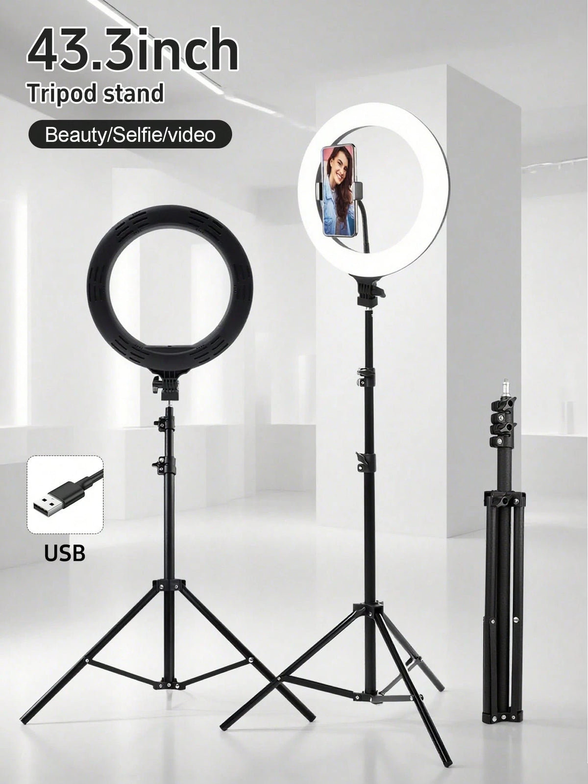 Get Studio-Quality Lighting With This ‌10-Inch LED Ring Light‌ + ‌110 Cm Adjustable Tripod Stand‌. Features ‌3-Color Modes‌ (Warm/Cool/Natural) And ‌10-Level Brightness Control‌, Powered Via USB. The