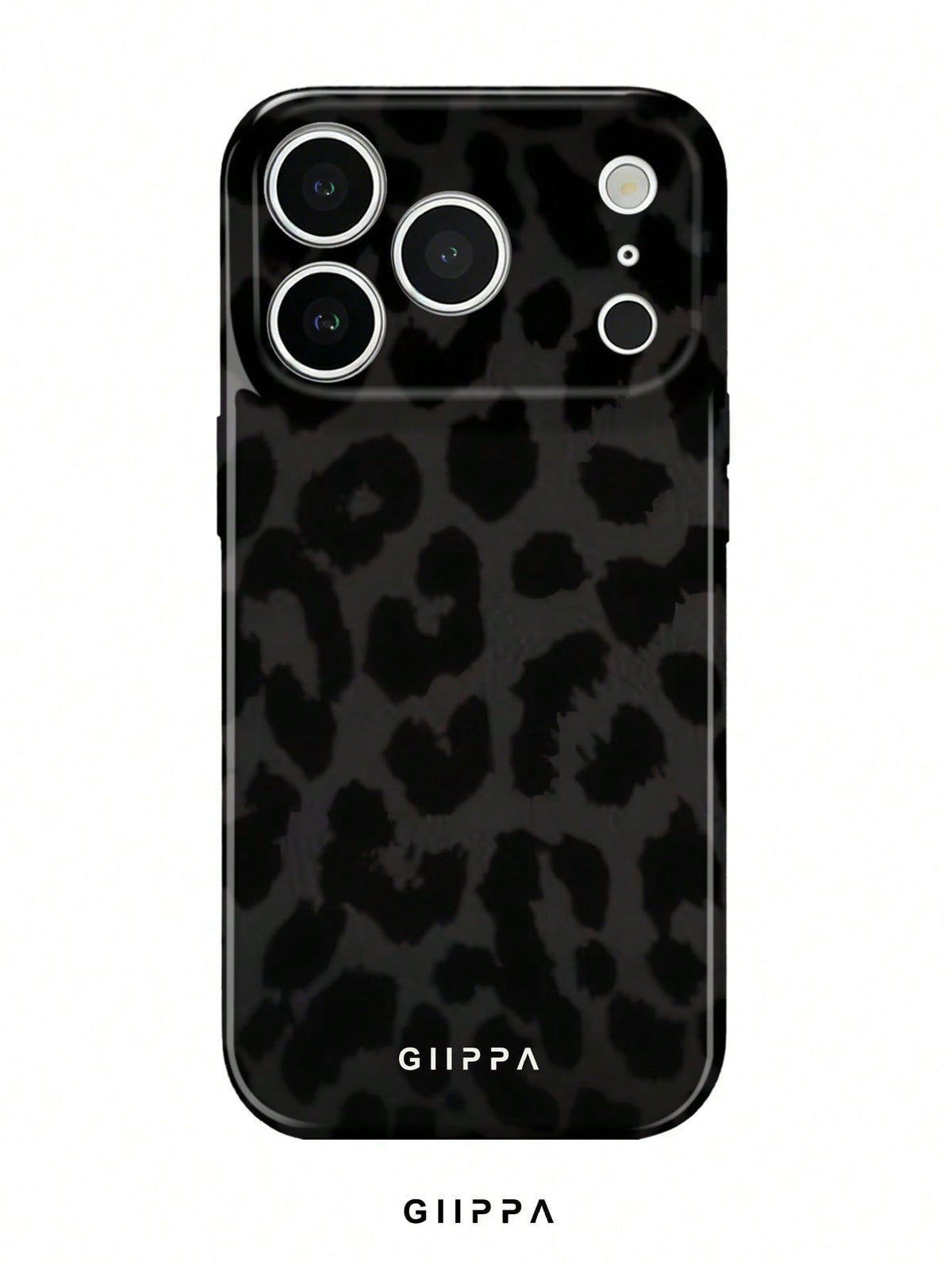 GIIPPA 1pc Black Leopard Pattern Phone Case, Compatible With 17 Pro Max, 16 Pro Max, 15 Pro Max, 14 Pro Max, Korean Stylish & Interesting, Elegant Design, Gift For Girlfriend On Christmas, Valentine's