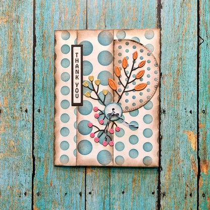 Gina K Designs - Layering Stencil - Polka Dots. Available at Embellish Away located in Bowmanville Ontario Canada. Example by Gina K Designs brand ambassador.