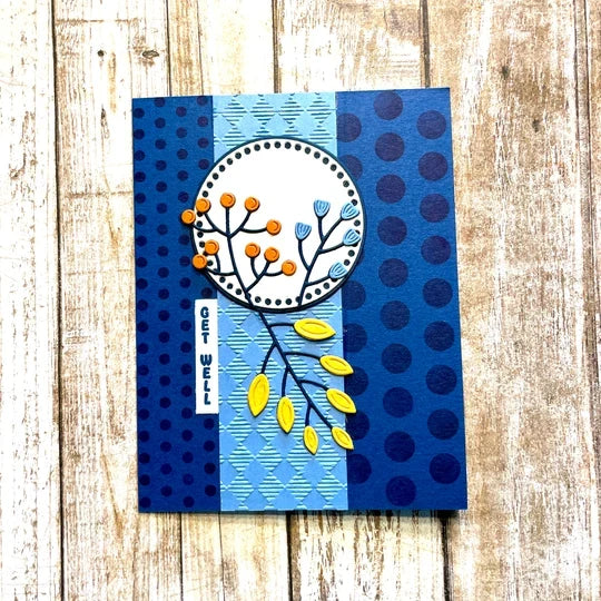 Gina K Designs - Layering Stencil - Polka Dots. Available at Embellish Away located in Bowmanville Ontario Canada. Example by Gina K Designs brand ambassador.