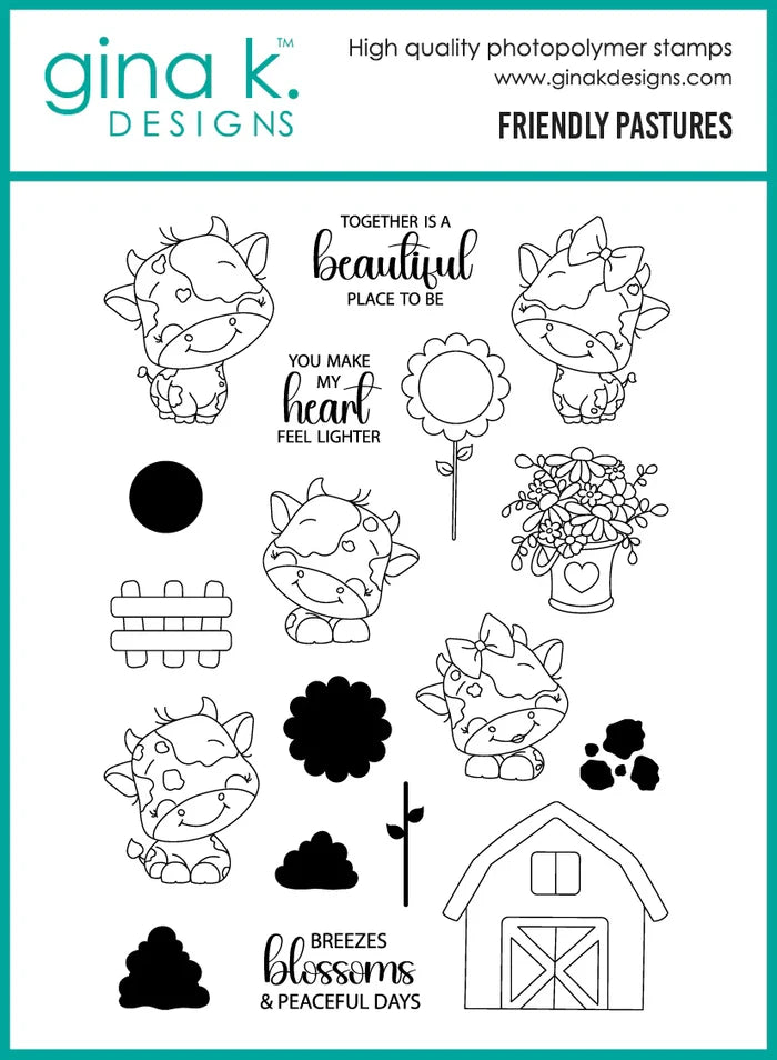 Gina K. Designs - Stamp &amp; Die Set - Friendly Pastures. Set by Dina Gerner. At Embellish Away in Bowmanville Ontario Canada.