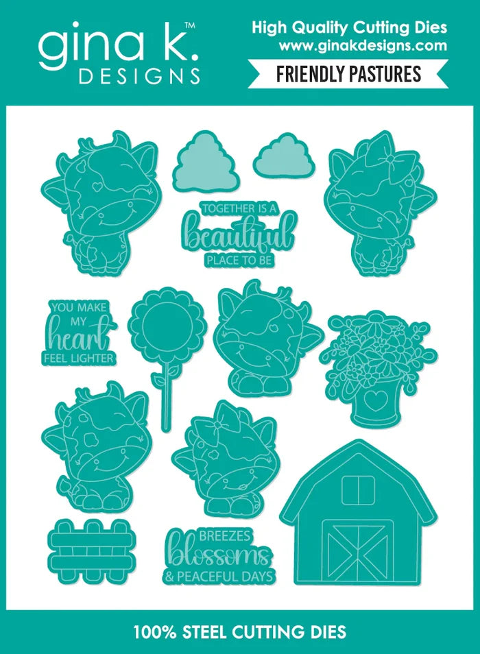 Gina K. Designs - Stamp &amp; Die Set - Friendly Pastures. Set by Dina Gerner. At Embellish Away in Bowmanville Ontario Canada.