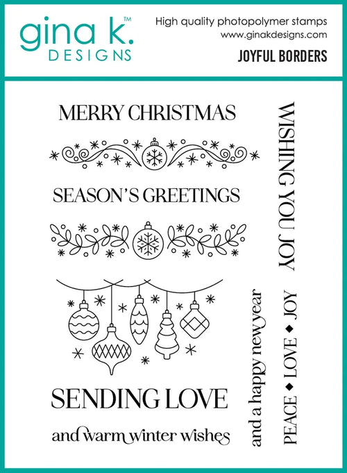 Gina K. Designs - Stamp & Die Set - Joyful Borders. Set by Gina K Designs. At Embellish Away in Bowmanville Ontario Canada.