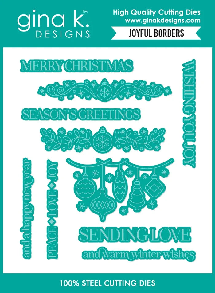 Gina K. Designs - Stamp & Die Set - Joyful Borders. Set by Gina K Designs. At Embellish Away in Bowmanville Ontario Canada.
