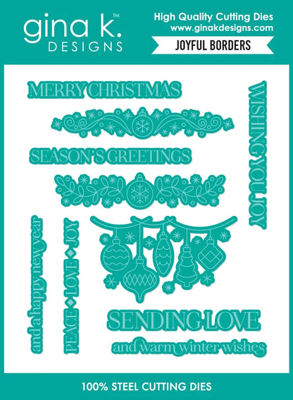 Gina K. Designs - Stamp & Die Set - Joyful Borders. Set by Gina K Designs. At Embellish Away in Bowmanville Ontario Canada.