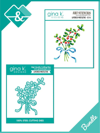 Gina K. Designs - Stencil & Die Set - Layered Mistletoe. Available at Embellish Away located in Bowmanville Ontario Canada.