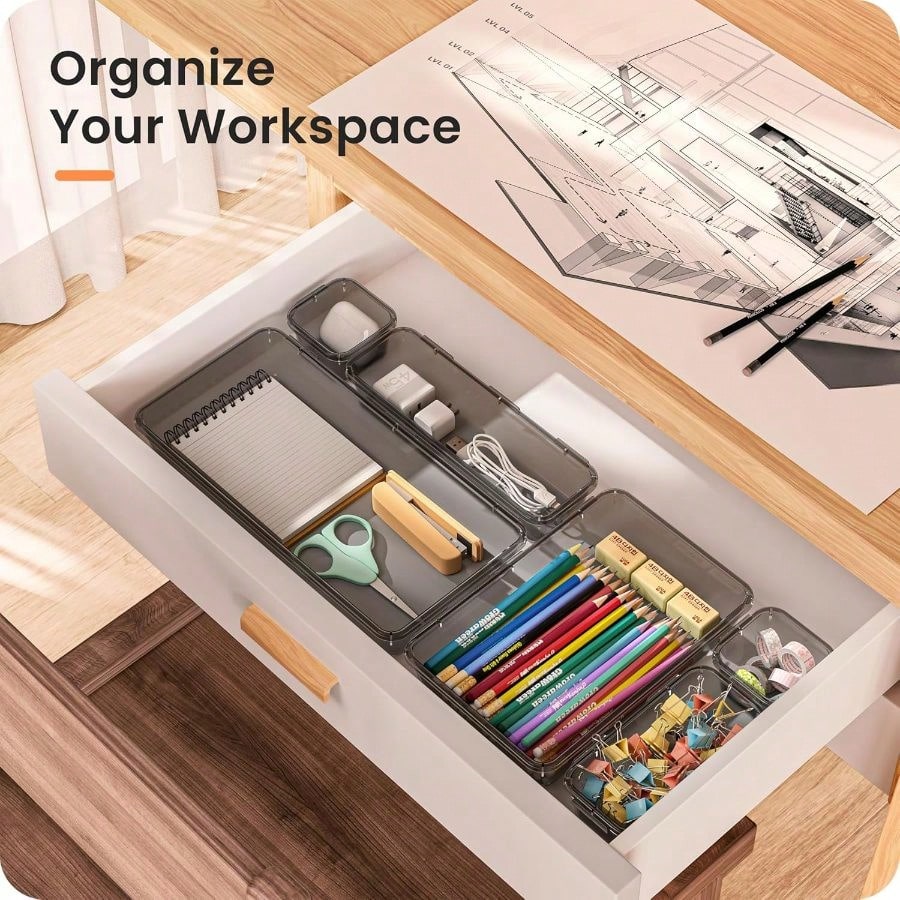 Grade Drawer Organizer, Makeup Organizer, Holds 177 ItemsBathroom Organizers And Storage, Organization And Storage, Desk Drawer Organizer VanityBlack