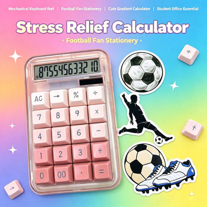 Gradient Pink Gold Rim Solar Desktop Calculator, Silent Mechanical Keys For Long-Term Accounting Without Hand Fatigue, Wide Screen Display For Clear Visibility, Solar + Battery Dual Power Supply, With