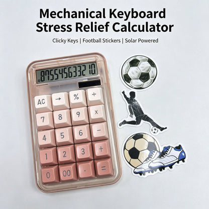 Gradient Pink Gold Rim Solar Desktop Calculator, Silent Mechanical Keys For Long-Term Accounting Without Hand Fatigue, Wide Screen Display For Clear Visibility, Solar + Battery Dual Power Supply, With