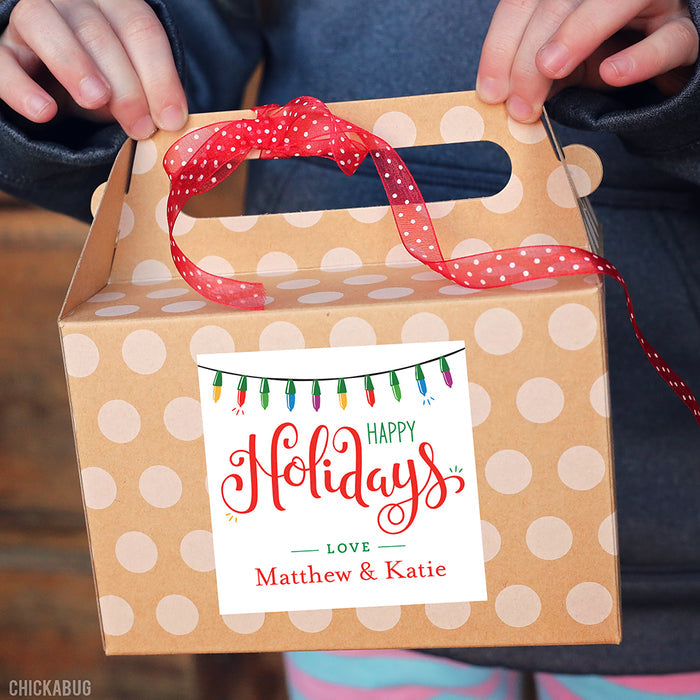 "Happy Holidays" String of Lights Gift Labels