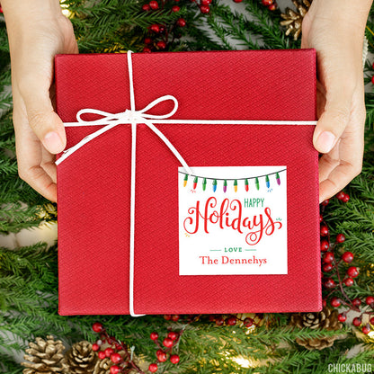 "Happy Holidays" String of Lights Gift Labels