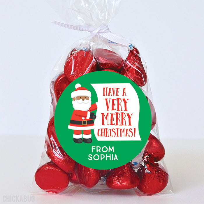 "Have a Very Merry Christmas" African-American Santa Christmas Stickers