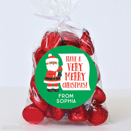 "Have a Very Merry Christmas" African-American Santa Christmas Stickers