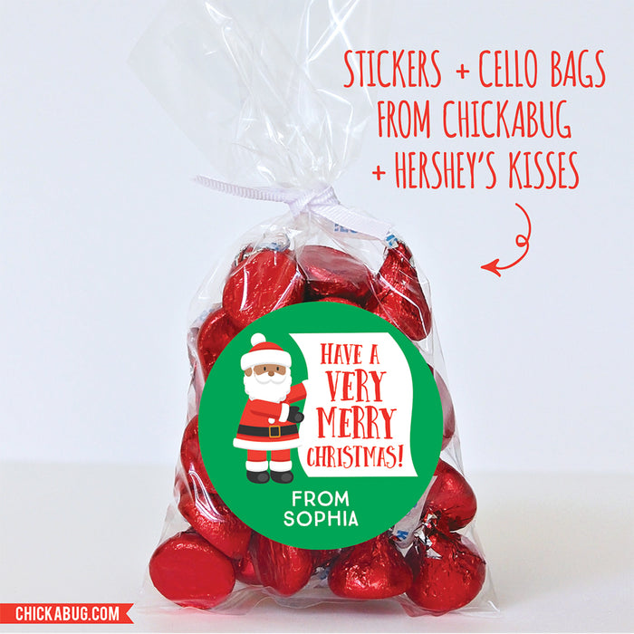 "Have a Very Merry Christmas" African-American Santa Christmas Stickers