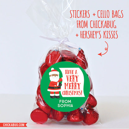 "Have a Very Merry Christmas" African-American Santa Christmas Stickers